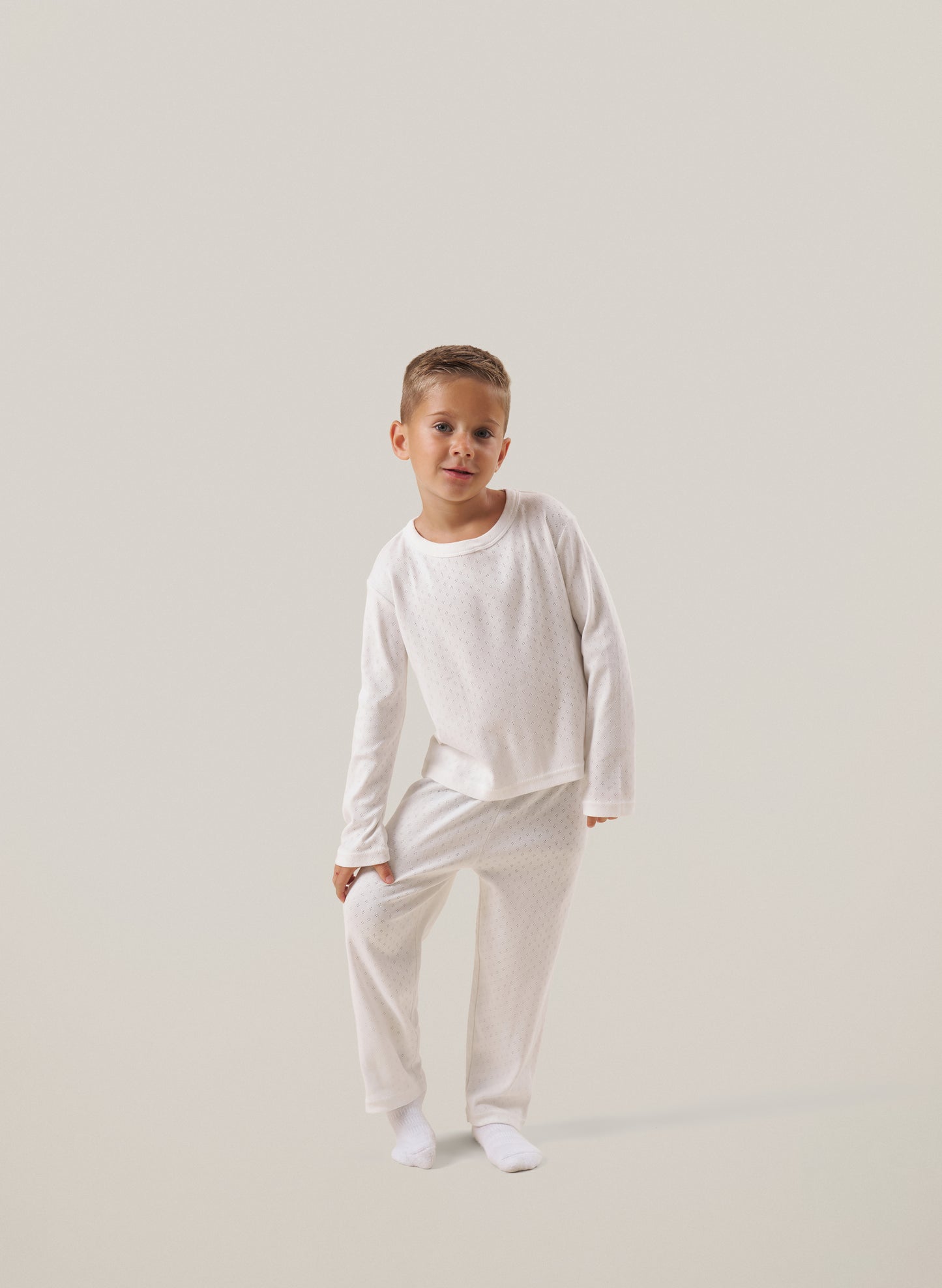 Kids White Pointelle Pyjamas