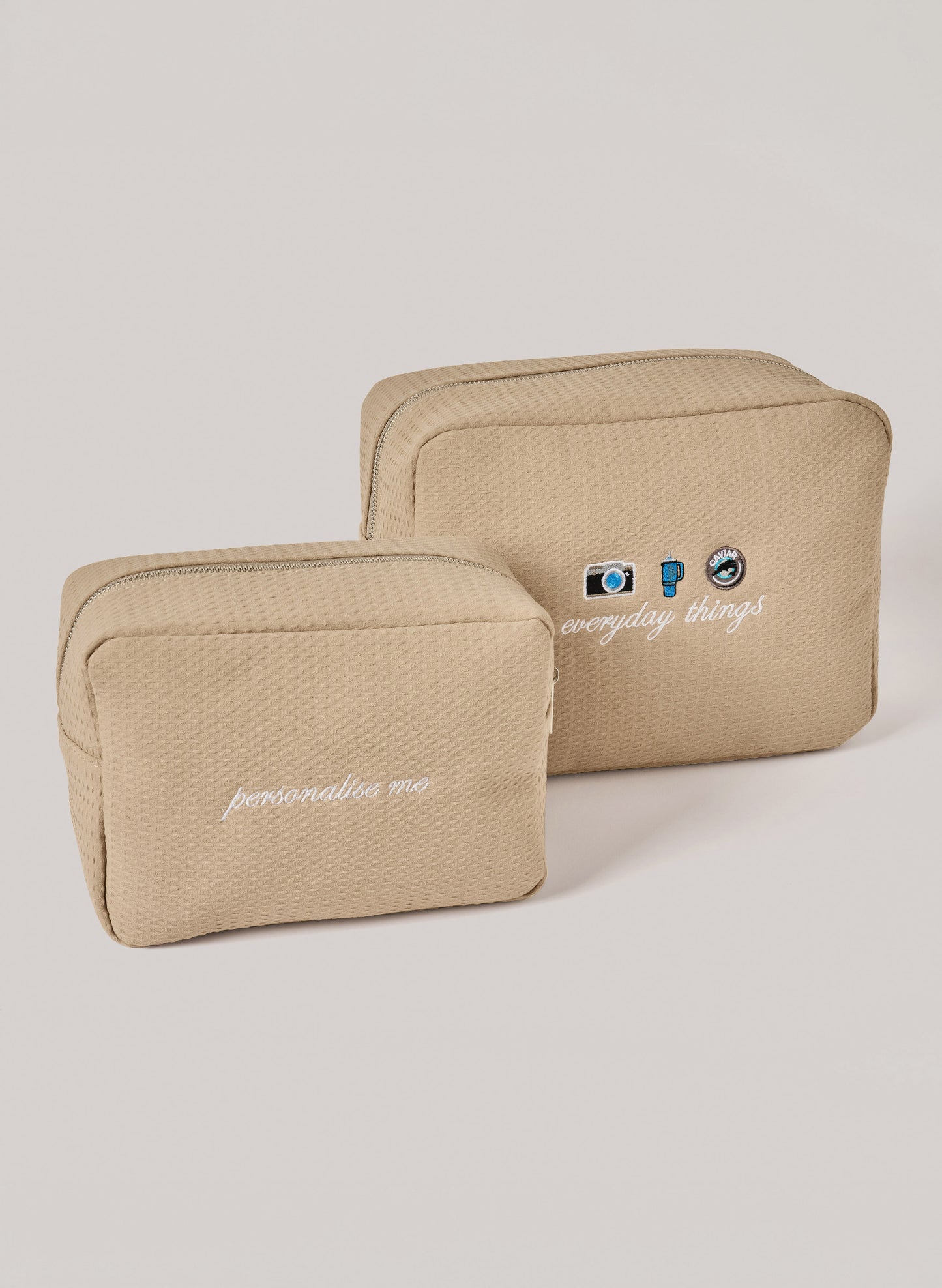 Personalised Waffle Pouch - Beige