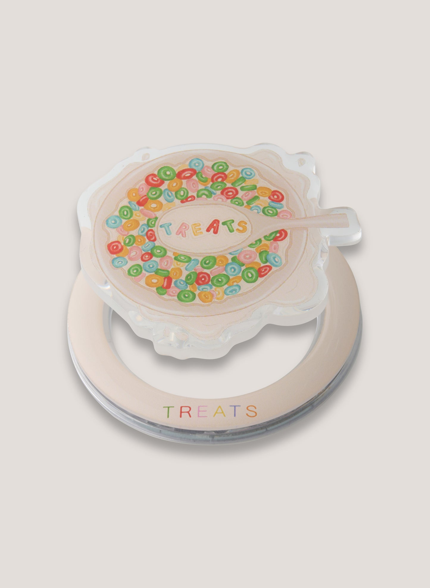 Phone pop socket with treats branding