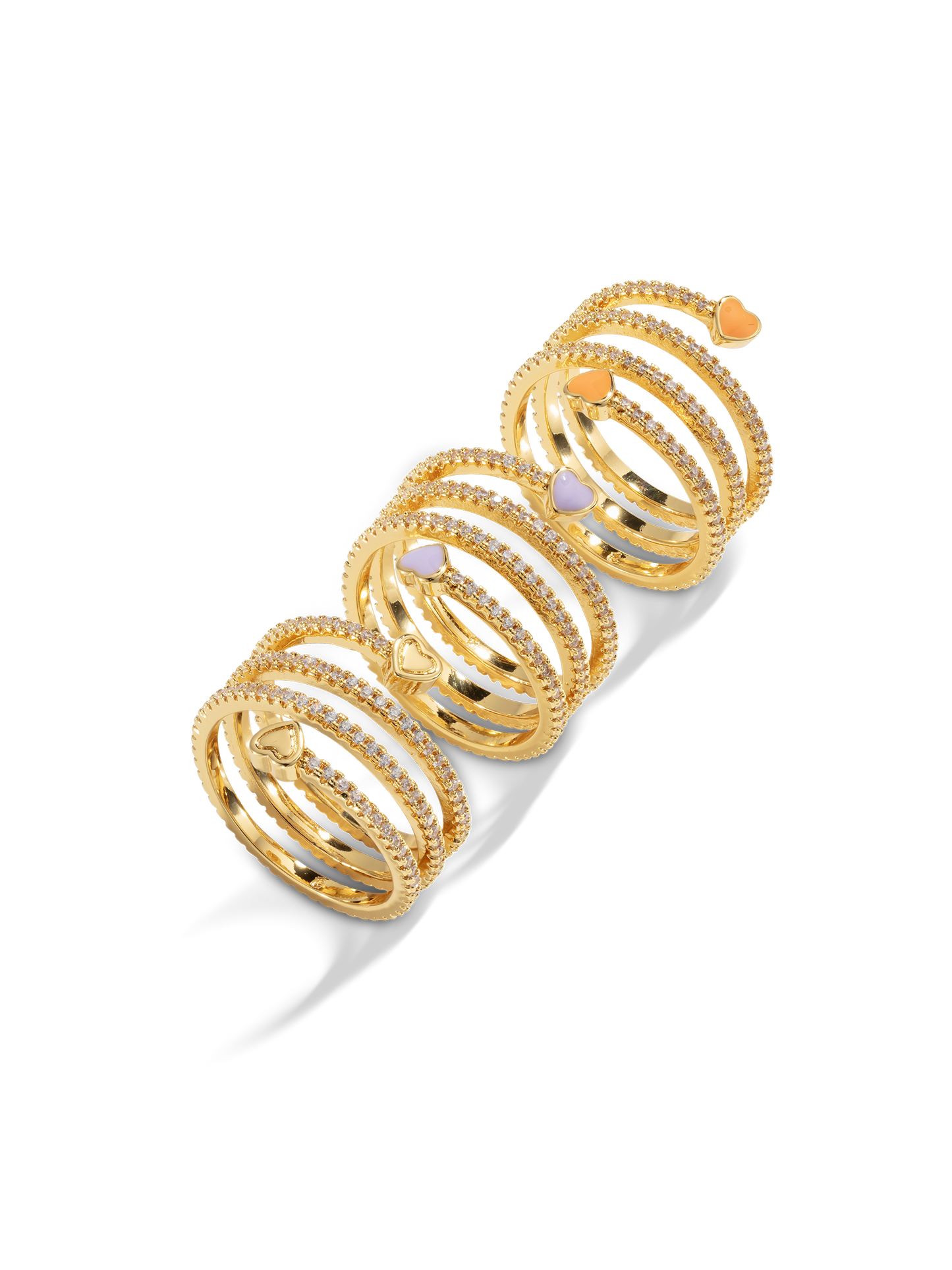 Spiral Paved Heart Ring - Orange