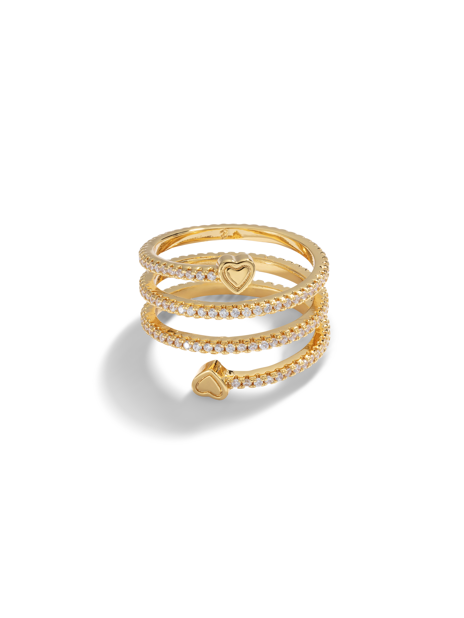Spiral Paved Heart Ring Gold Treats Studios