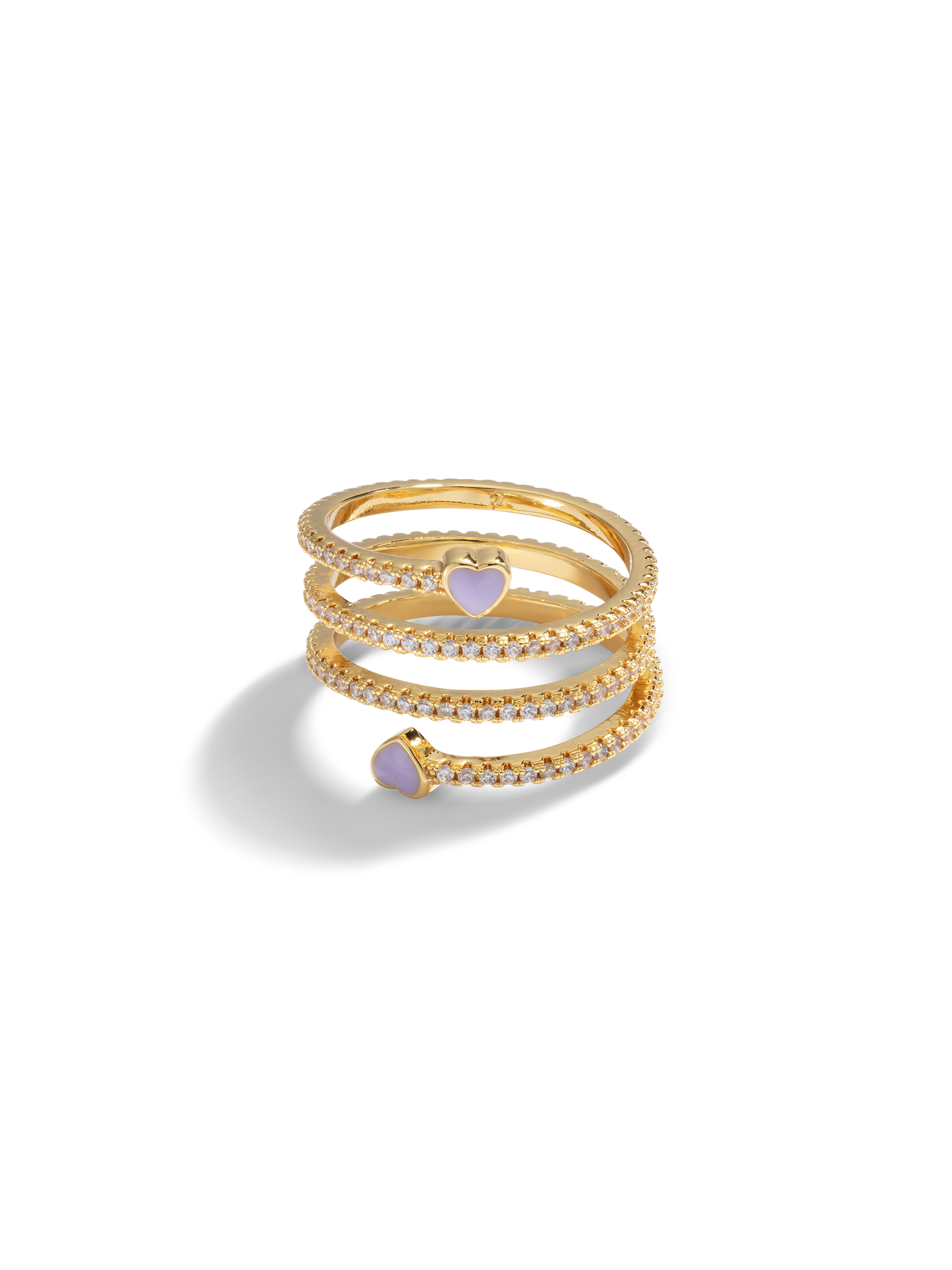 Spiral Paved Heart Ring - Lilac