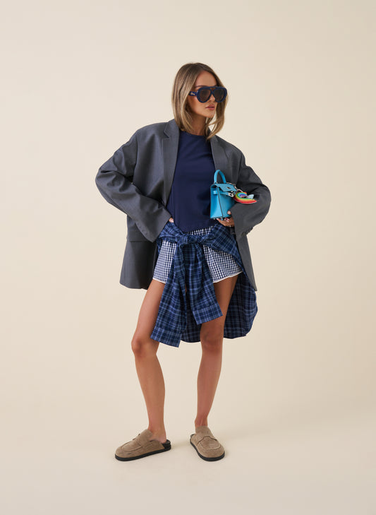 Gingham Short Set - Navy