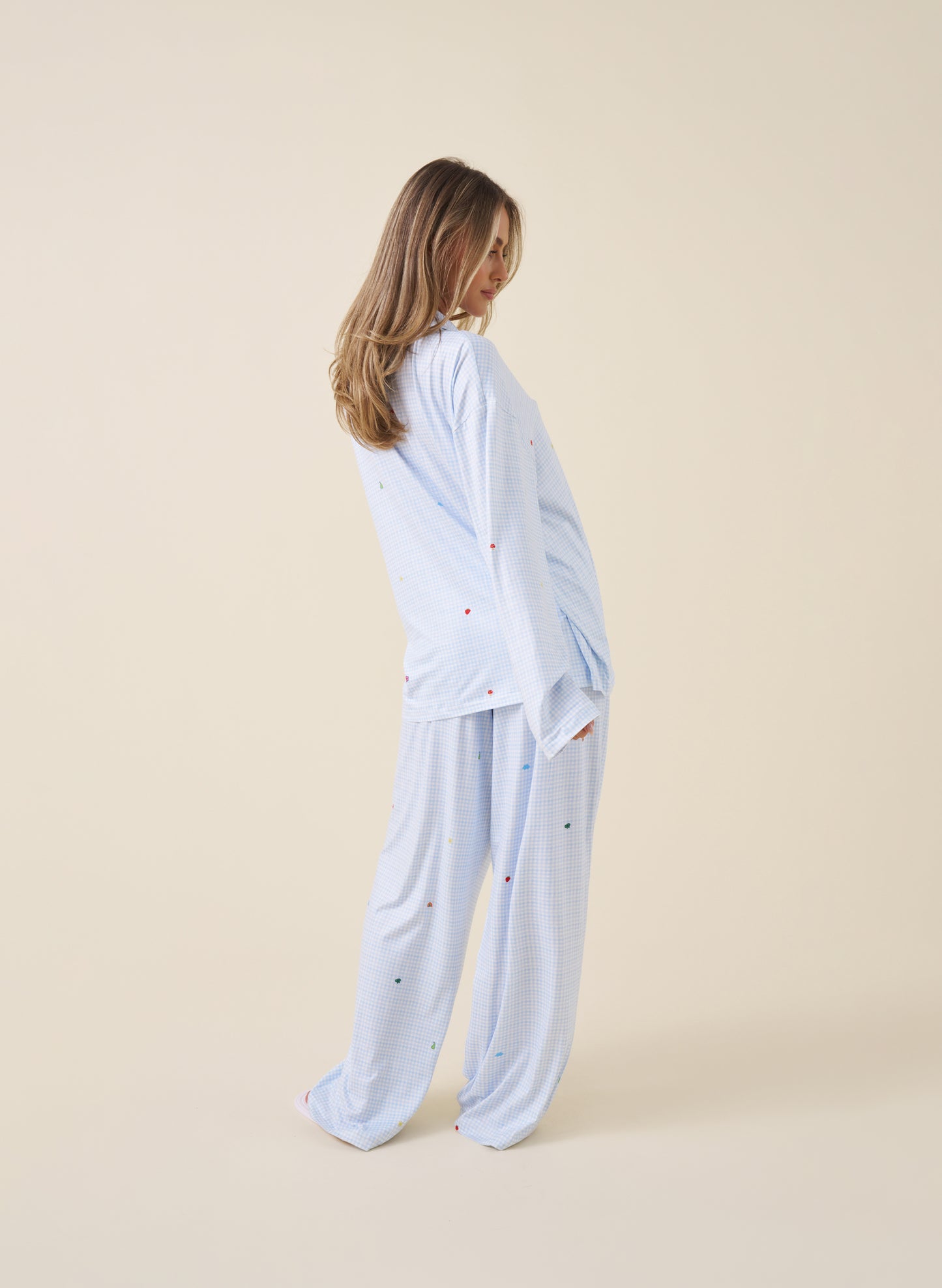 Gingham Soft Launch Pyjamas - Baby Blue