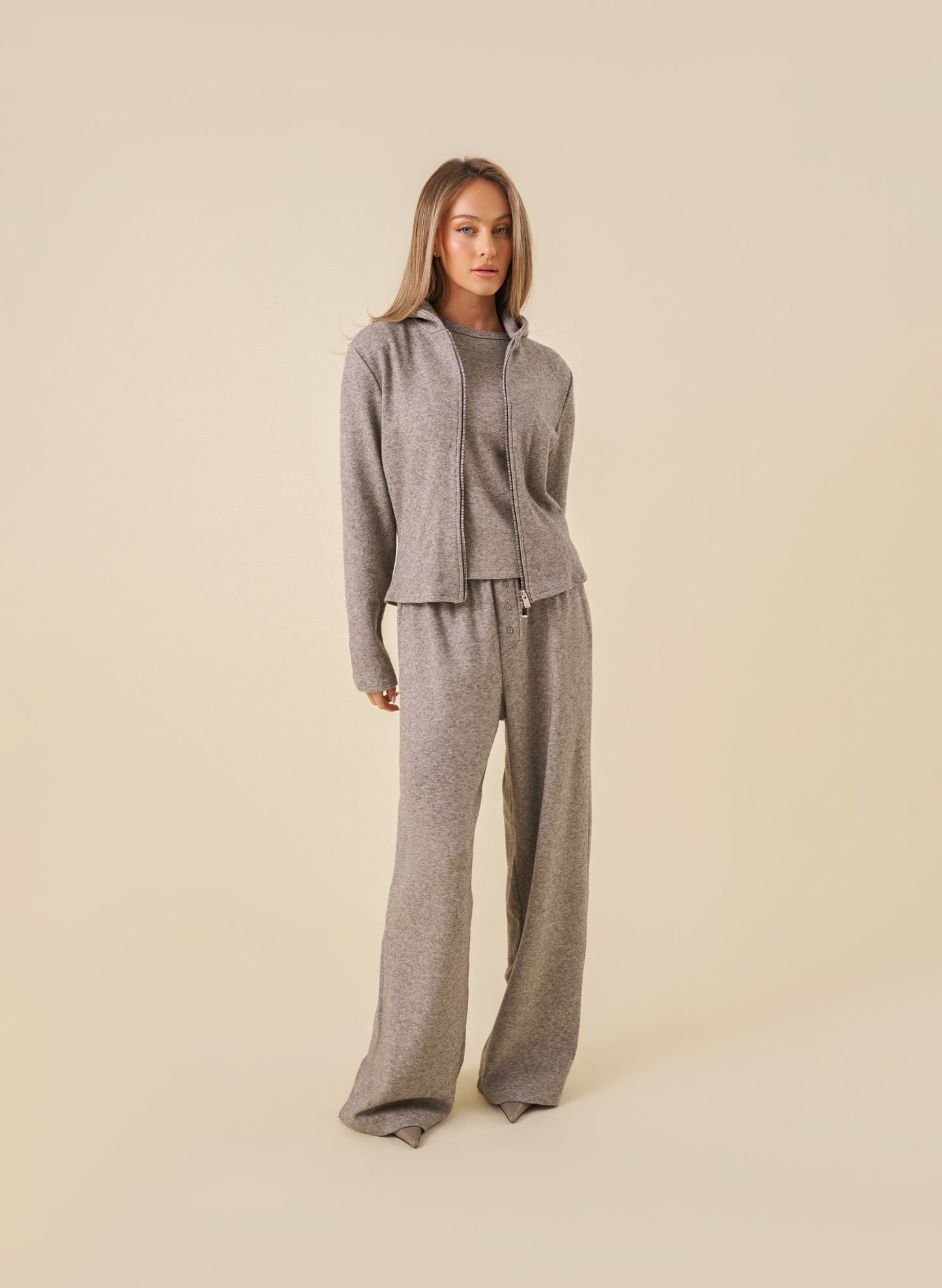 Cosy Knit Hoodie - Taupe
