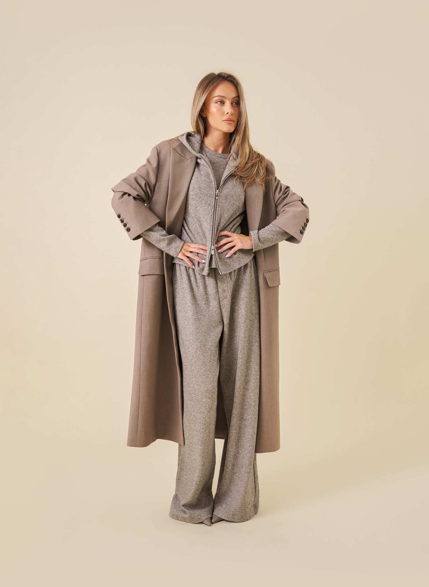 Cosy Knit Hoodie - Taupe