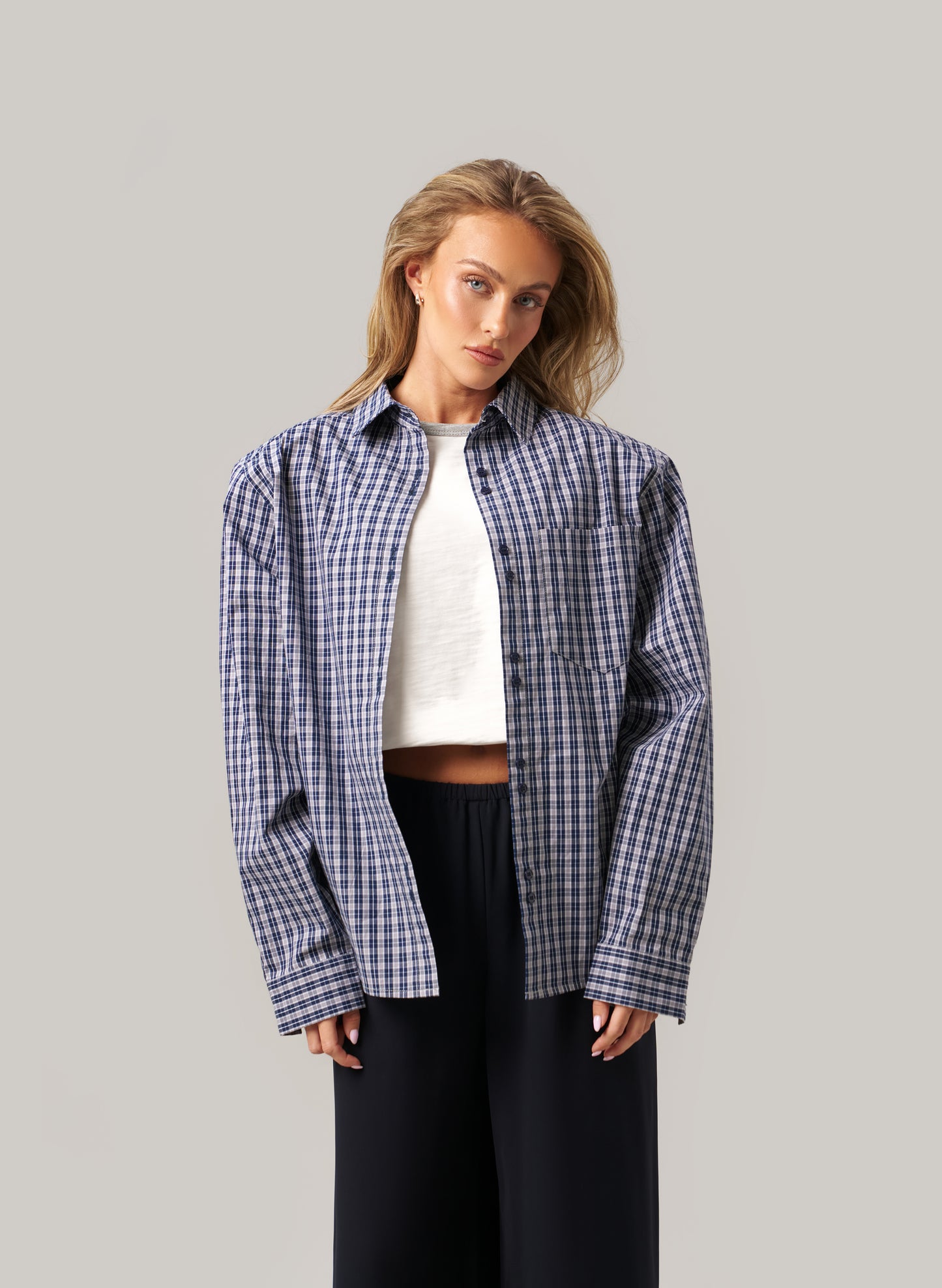 Elevated Check Shirt - Navy