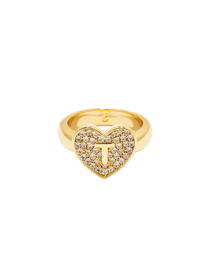Initial Heart Signet Ring