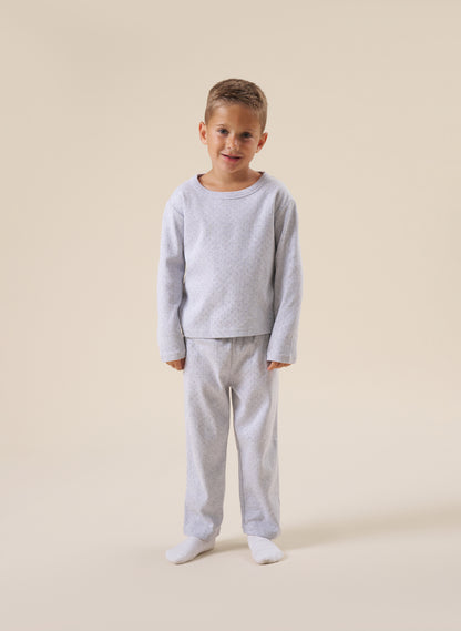 Kids Grey Marl Pointelle Pyjamas