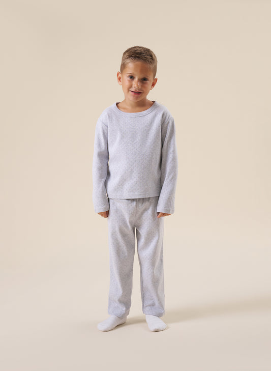 Kids Pointelle Pyjama Set - Grey Marl