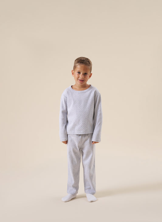 Kids Grey Marl Pointelle Pyjamas