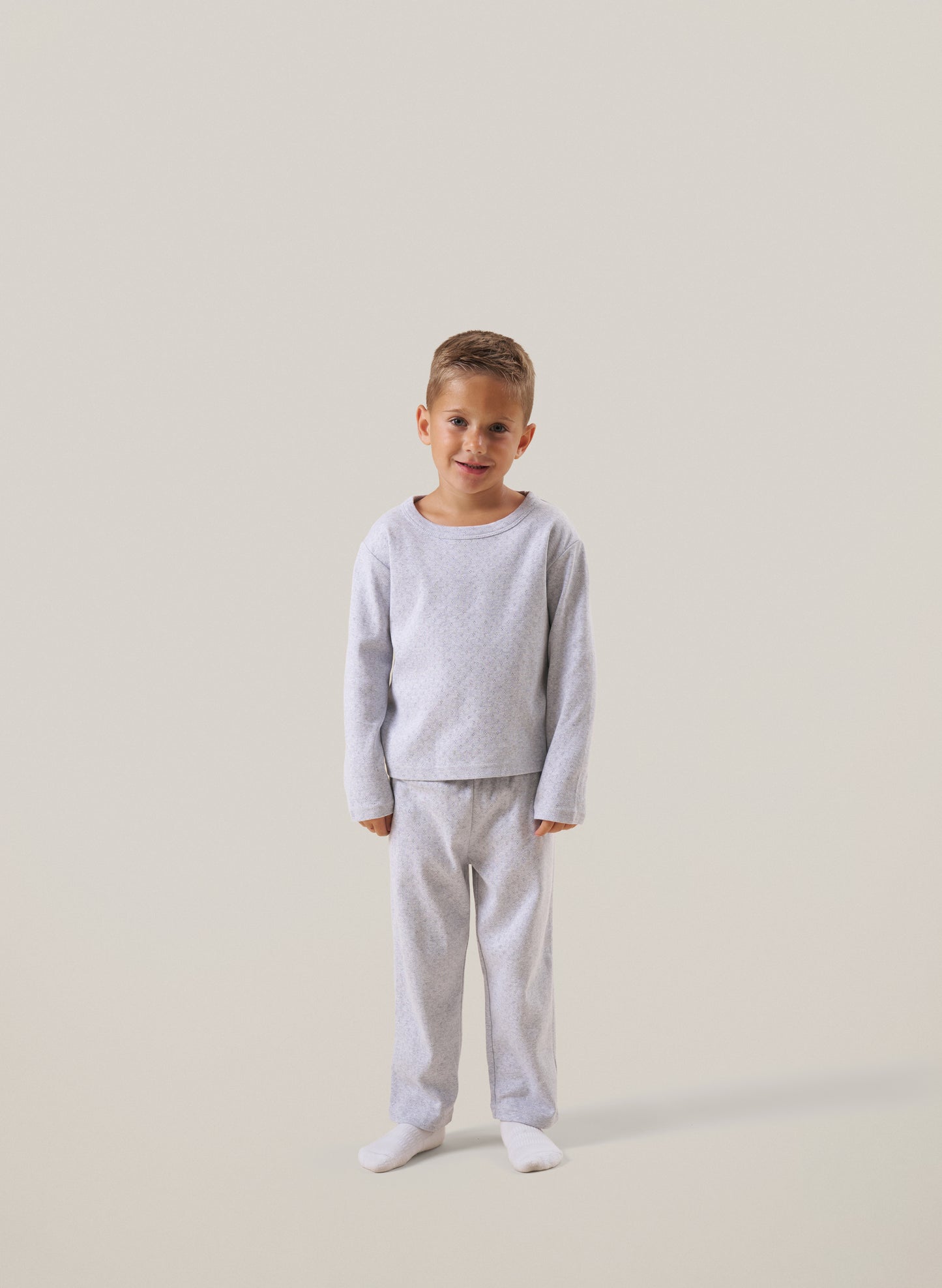 Kids Grey Marl Pointelle Pyjamas