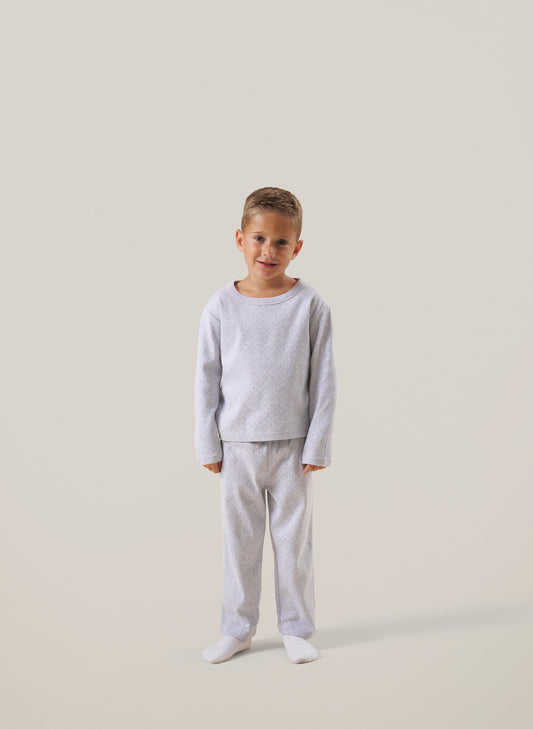 Kids Grey Marl Pointelle Pyjamas