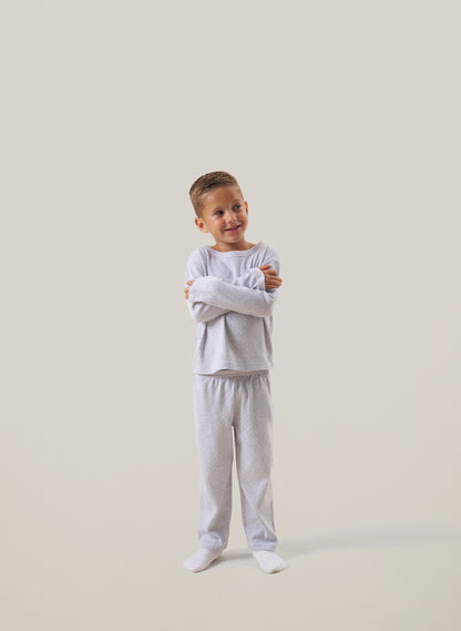 Kids Grey Marl Pointelle Pyjamas