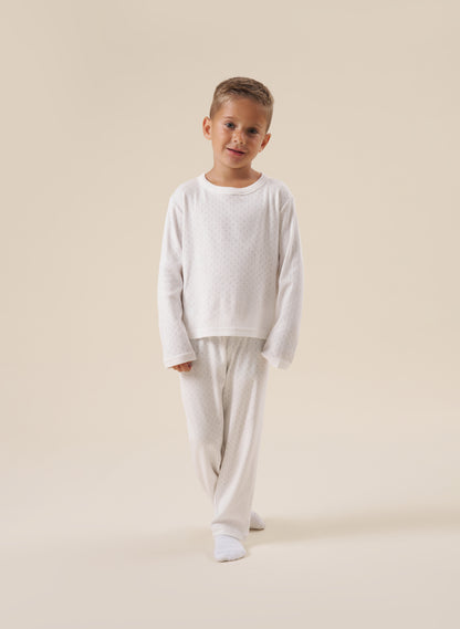 Kids White Pointelle Pyjamas