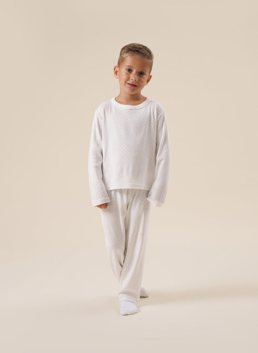 Kids Pointelle Pyjama Set - White