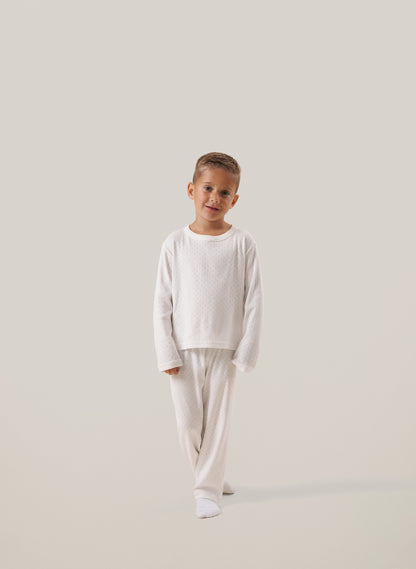 Kids White Pointelle Pyjamas