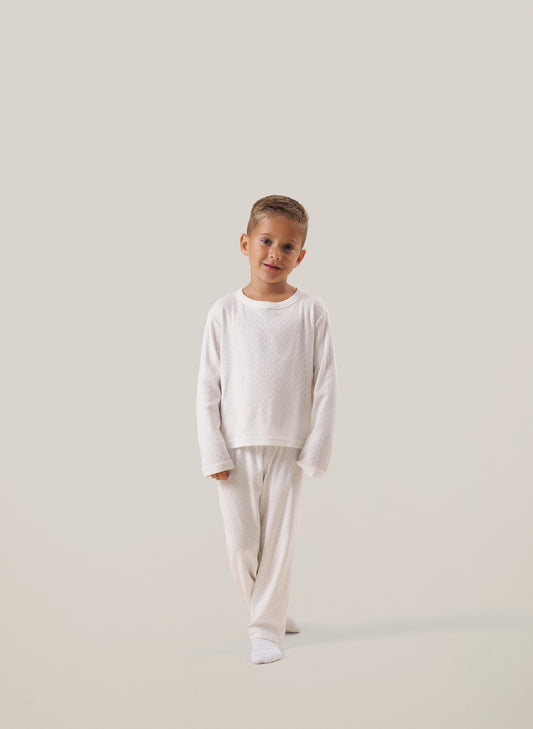 Kids White Pointelle Pyjamas