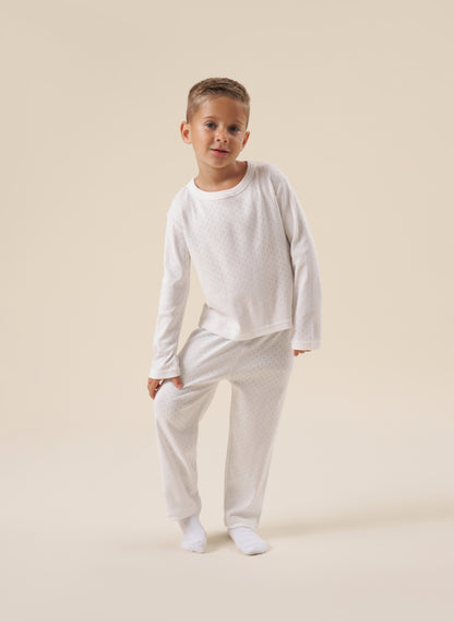 Kids White Pointelle Pyjamas