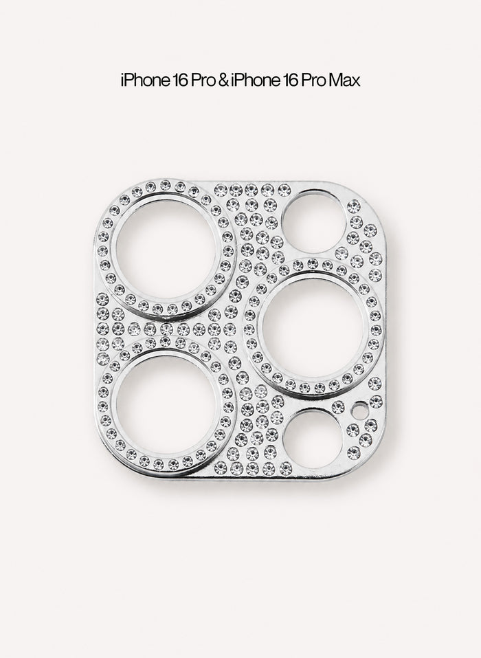 Rhinestone Camera Sticker - Silver