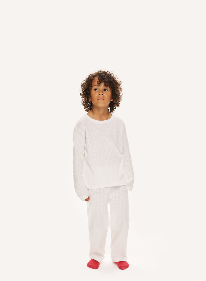 Kids Pointelle Pyjama - White