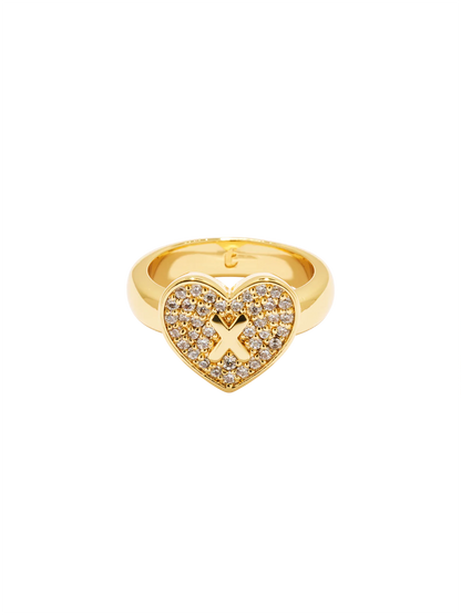 Initial Heart Signet Ring