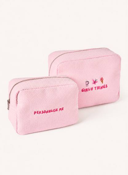 Personalised Waffle Pouch - Pink