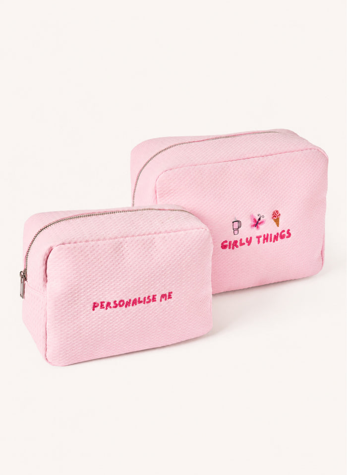 Personalised Waffle Pouch - Pink