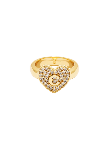 Initial Heart Signet Ring