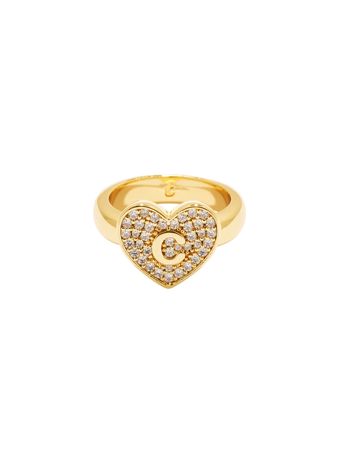 Initial Heart Signet Ring