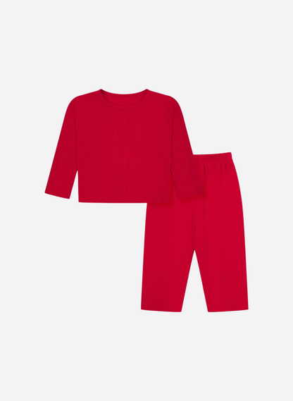Kids Pointelle Red Pyjamas