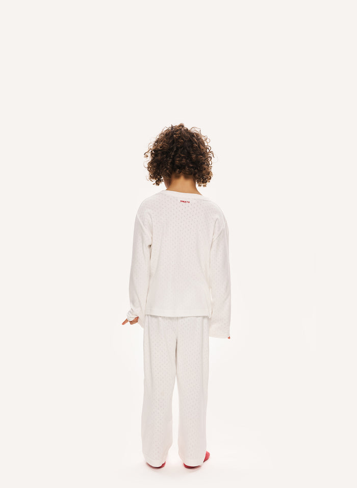 Kids Pointelle Pyjama - White