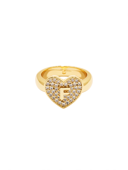 Initial Heart Signet Ring