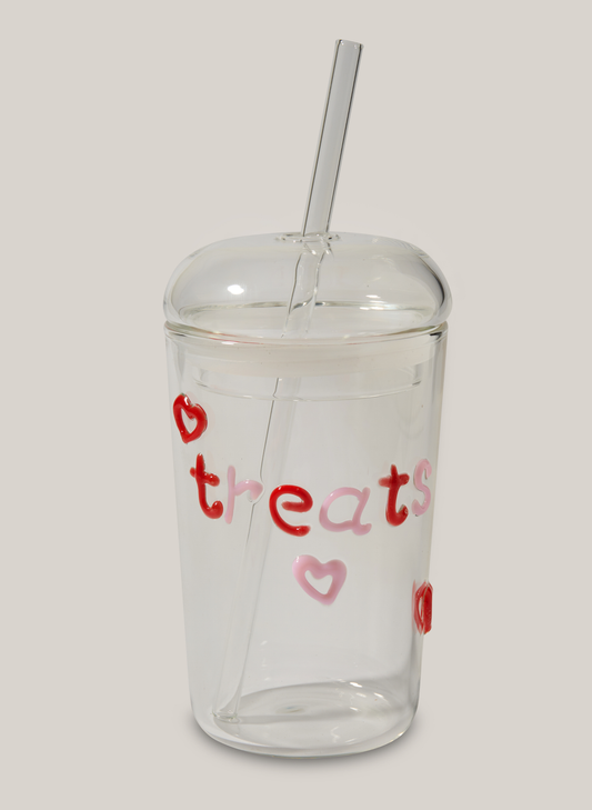 Treats Hearts Glass Tumbler - Clear