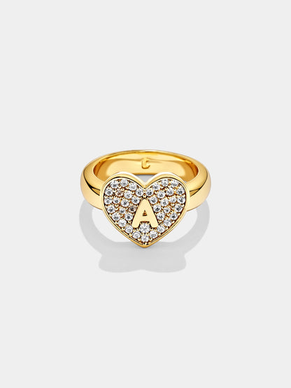 Initial Heart Signet Ring