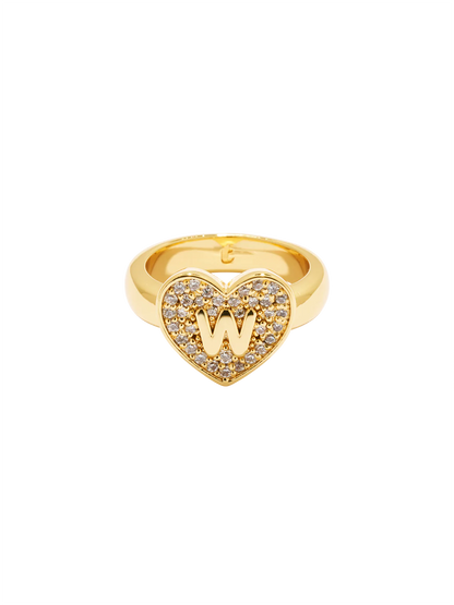 Initial Heart Signet Ring