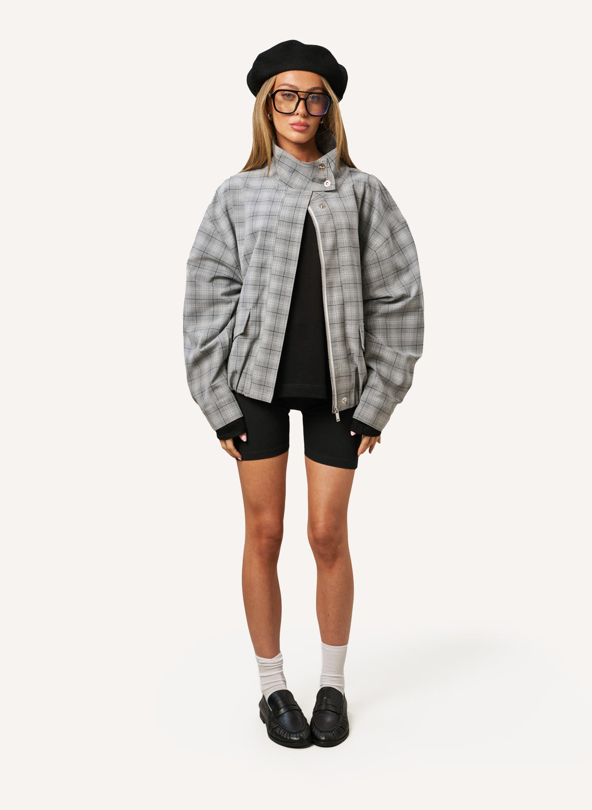 On The Go Jacket - Grey Check