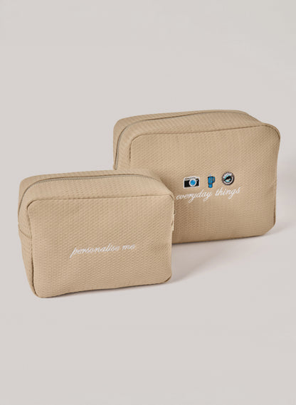 Personalised Waffle Pouch - Beige