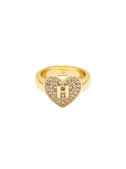 Initial Heart Signet Ring
