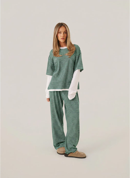 Striped Slub Set - Green