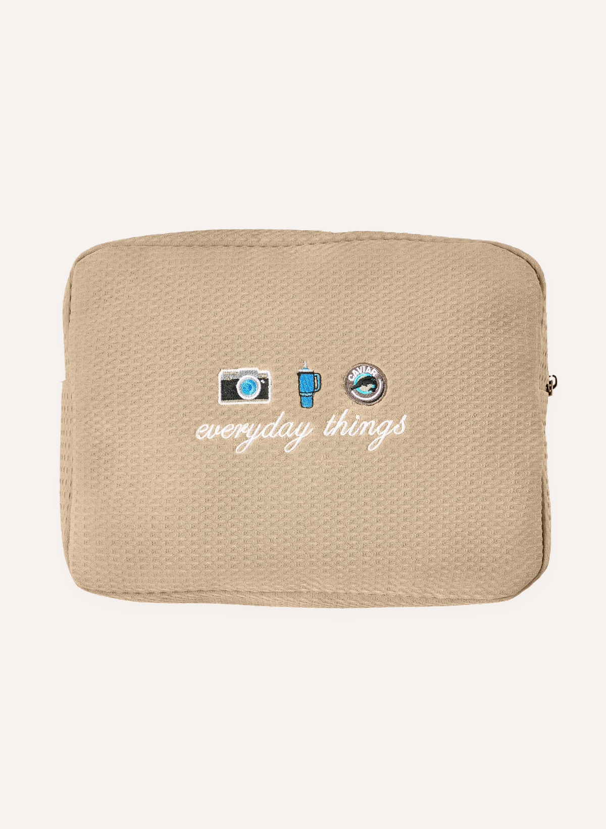 Personalised Waffle Pouch - Beige