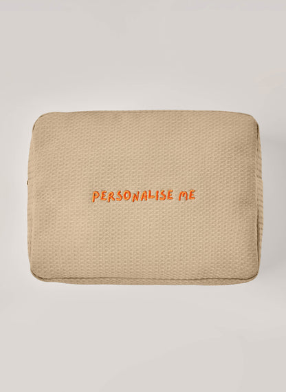 Personalised Waffle Pouch - Beige