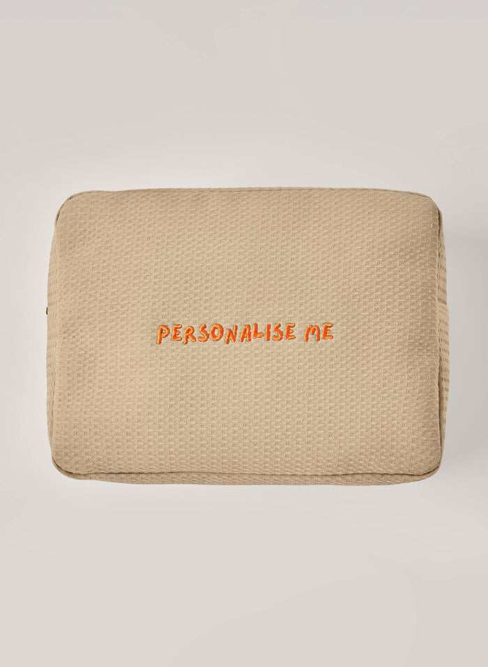 Personalised Waffle Pouch - Beige