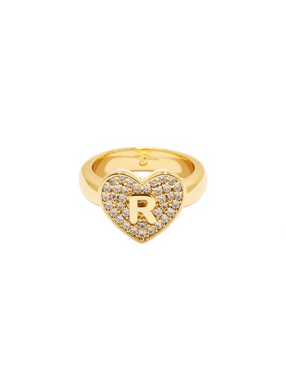 Initial Heart Signet Ring