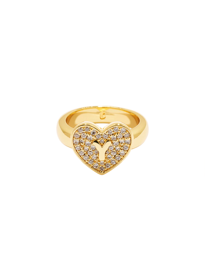 Initial Heart Signet Ring