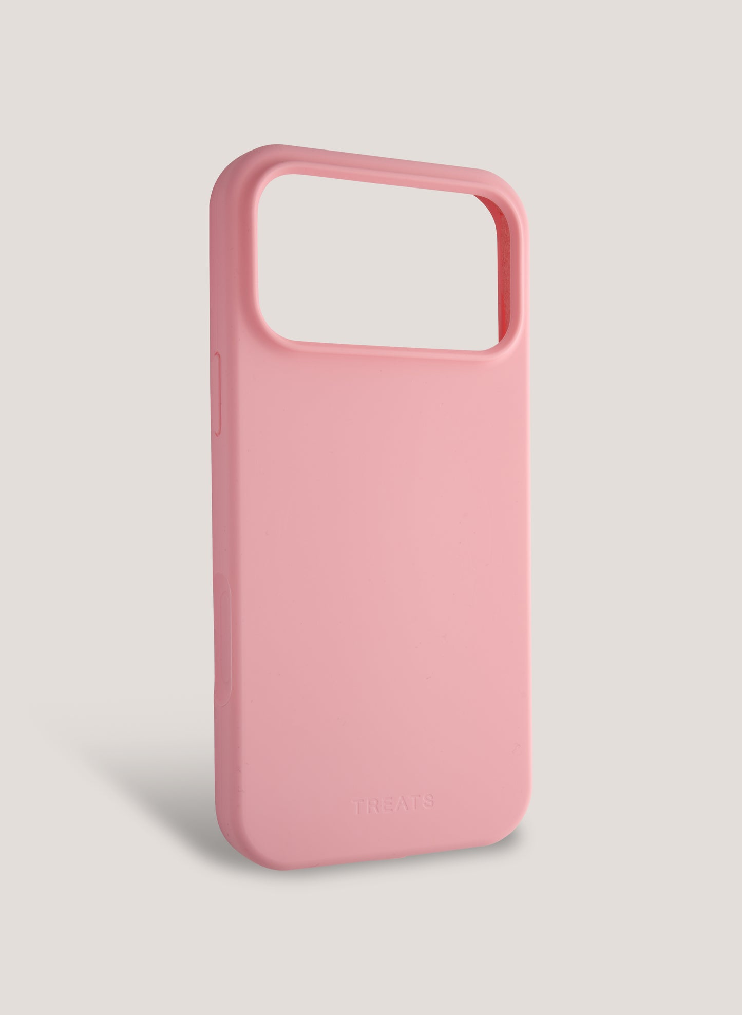 Pink phone case on a light grey background