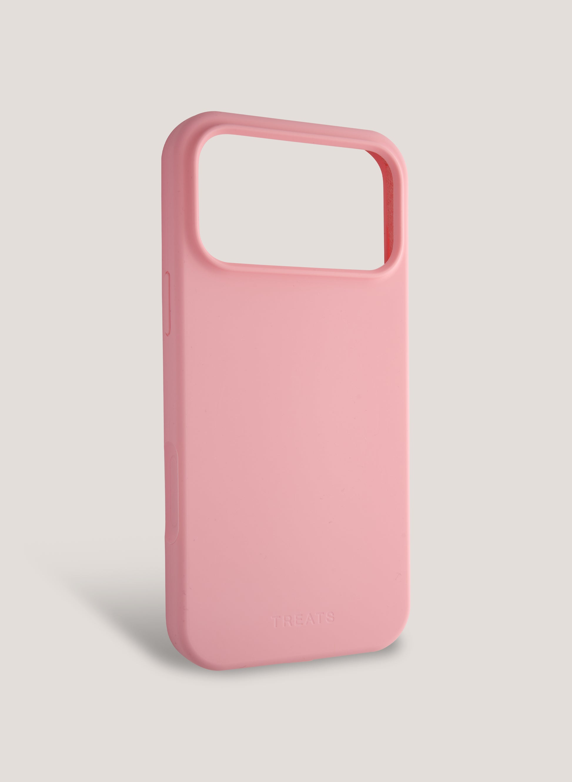 Pink phone case on a light grey background