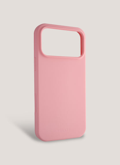 Pink phone case on a light grey background
