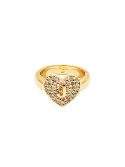 Initial Heart Signet Ring