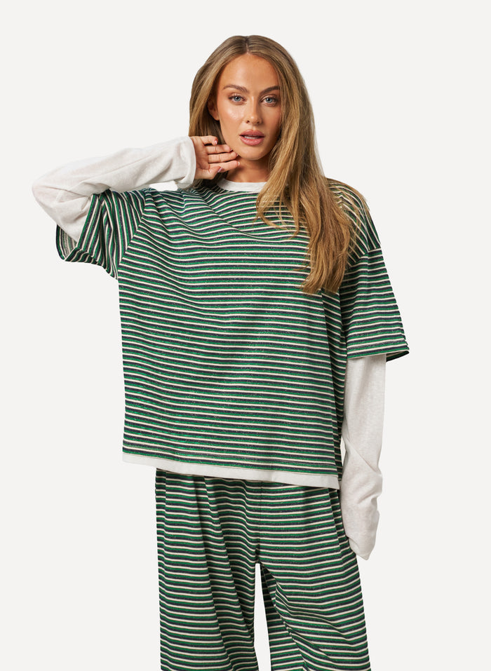 Striped Slub Set - Green